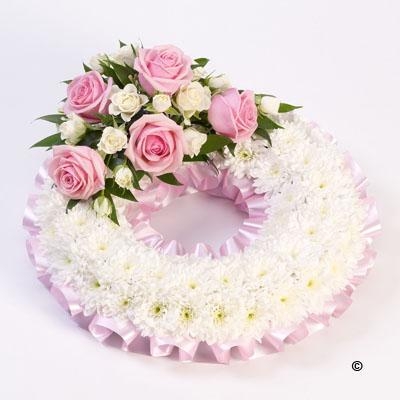 Traditional Wreath   White and Pink *