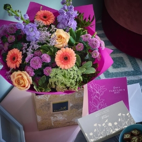 Large Mothers Day Bright Hand tied, Chocs and Card