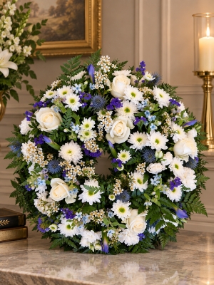 Elegant Blue and white wreath