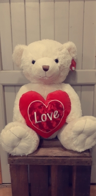 White Bear with Heart  55cm