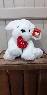 White puppy with heart 30cm