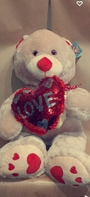 Large Glitter Heart Bear