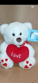 40cm heart bear white